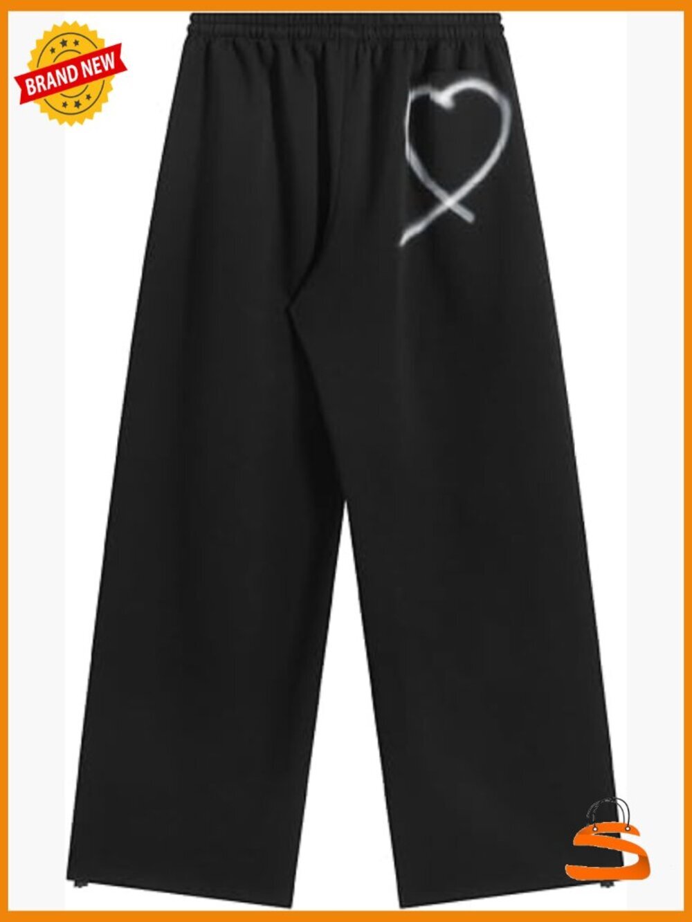 Wide Leg Sweatpants with Pockets Graffiti Heart Lounge Pants